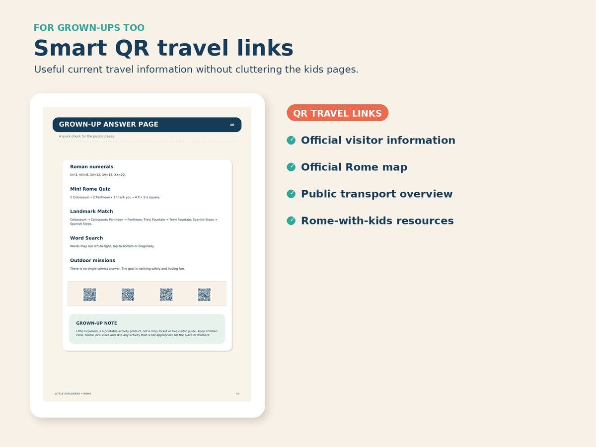Rome Activity Book - QR travel guide links