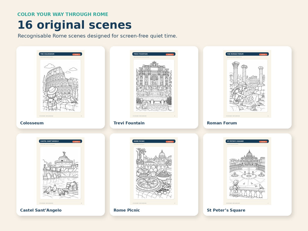 Rome Coloring Book - original Rome scenes