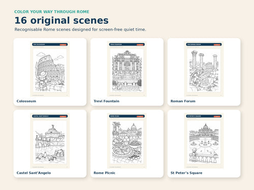Rome Coloring Book - original Rome scenes