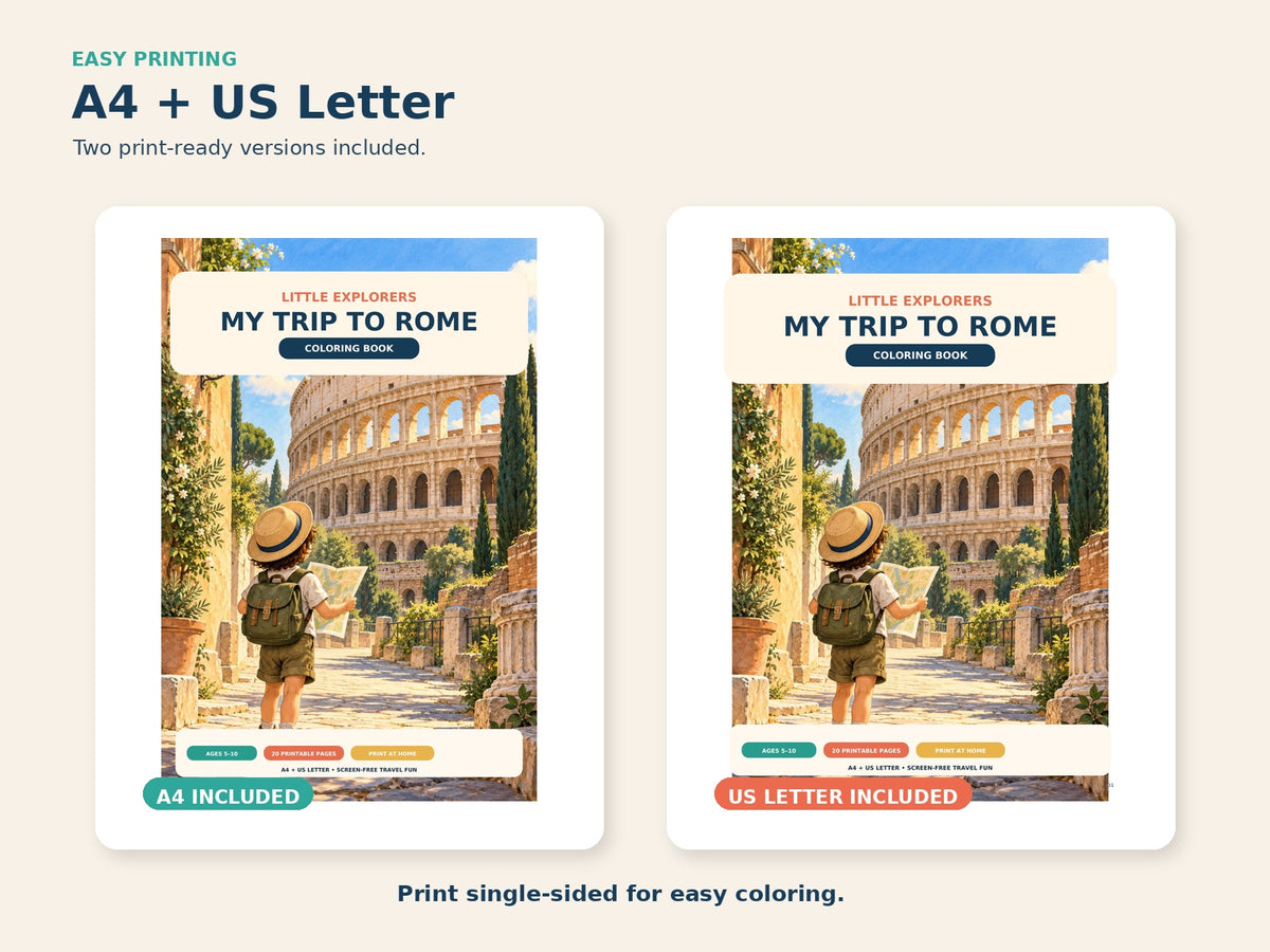 Rome Coloring Book - A4 and US Letter formats